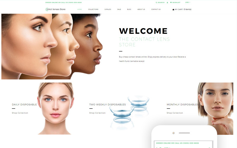 чистая тема оптометриста shopify