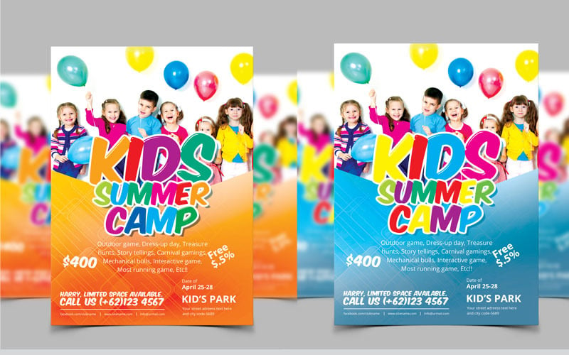Флаер 4 Kids Summer Camp - шаблон фирменного стиля