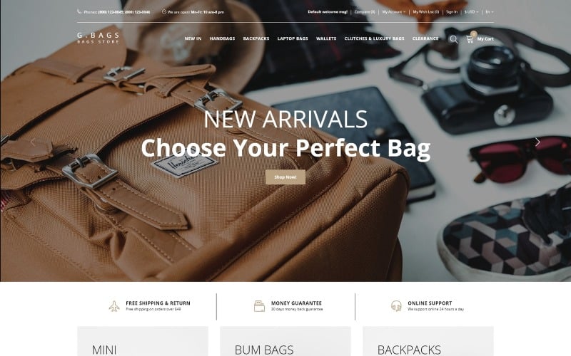 G. Bags - Handbag Clean OpenCart Template