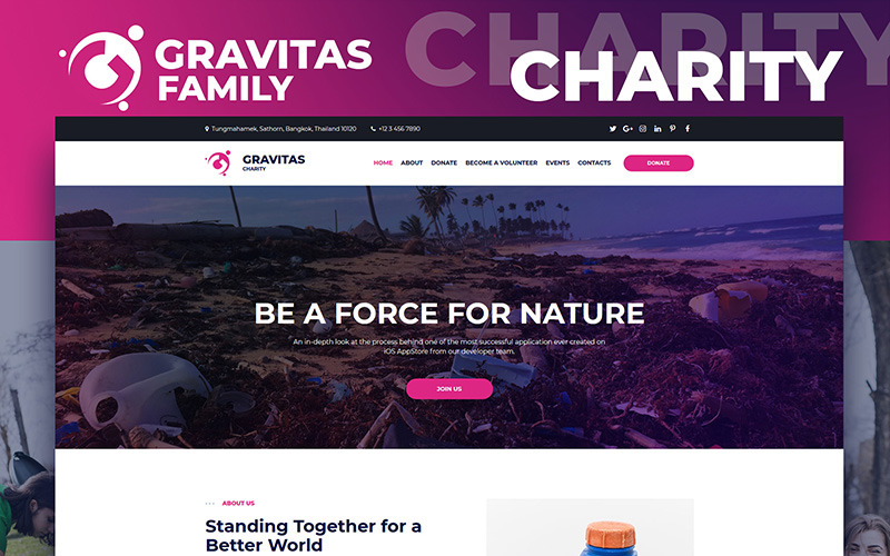 Gravitas - Charitativní organizace Moto CMS 3 Šablona