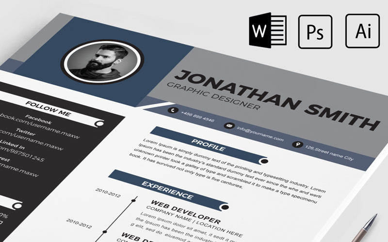 Download Резюме "Jonathon Smith Resume Template" / Jonathon Smith Resume Template - Резюме на тему графика 