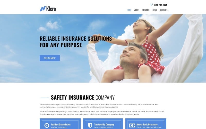 Klero - Insurance Services Mehrzweck-klassisches WordPress-Elementor-Thema