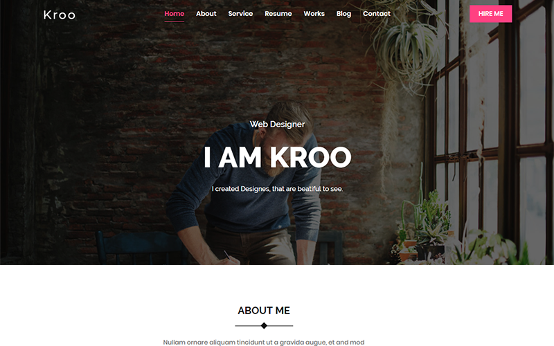 Kroo többcélú személyes portfólió sablon