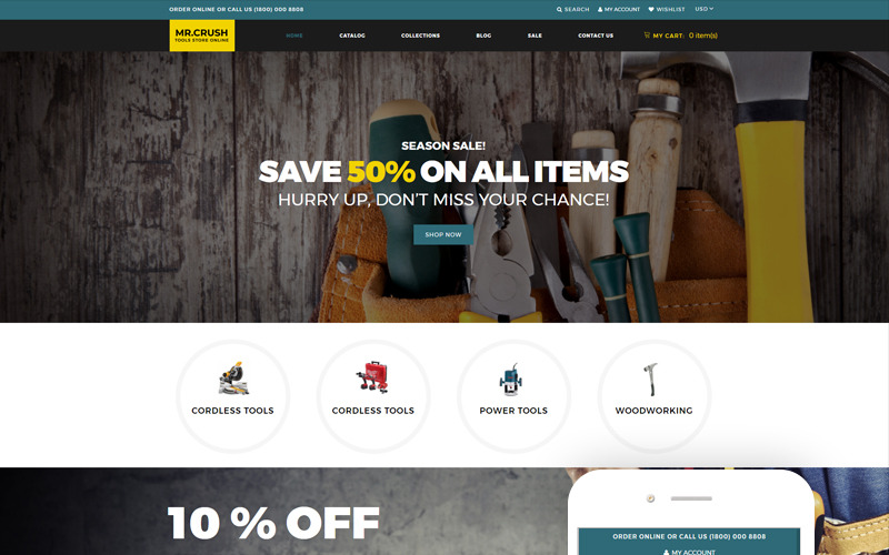 Mr. Crush - Ferramentas e Equipamentos Multipage Clean Shopify Theme