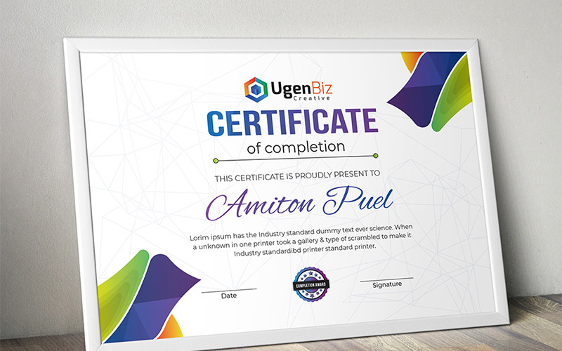 Download Шаблон сертификата "Rainbow Completion Certificate Template" / Rainbow Completion Certificate Template - Шаблон сертификата на тему графика certificate design achievement appreciation award diploma modern luxury school college computer enterprise engraved engraving multipurpose professional protected secure security vintage