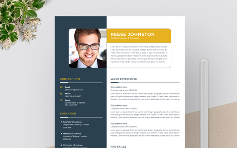 Download Резюме "Reese Johnston Resume Template" / Reese Johnston Resume Template - Резюме на тему графика resume template cv clean modern a4 doc elegant indesign infographic professional creative design minimal pages portfolio word us letter