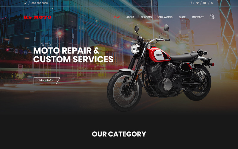 RS Moto - Çok Amaçlı Motosiklet Onarım ve Servis PSD Şablonu