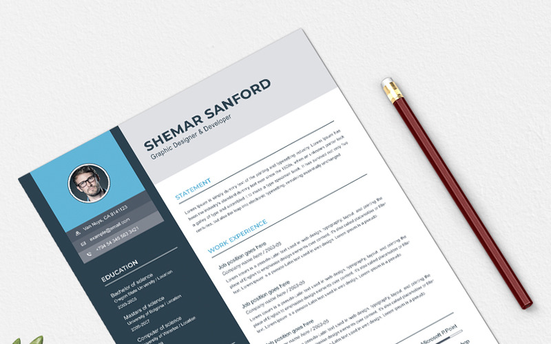Download Резюме "Shemar Sanford Resume Template" / Shemar Sanford Resume Template - Резюме на тему графика resume template cv clean modern a4 doc elegant indesign infographic professional creative design minimal pages portfolio word us letter