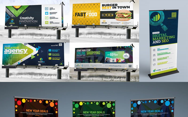 Download Бандл "Signage Template  | 30+ Individual Items Bundle" / Signage Template  | 30+ Individual Items Bundle - Бандл на тему фотогалерея signage pack bundle billboard design template rollup banner outdoor indoor promotion counter promotional shop sign location board package company digital