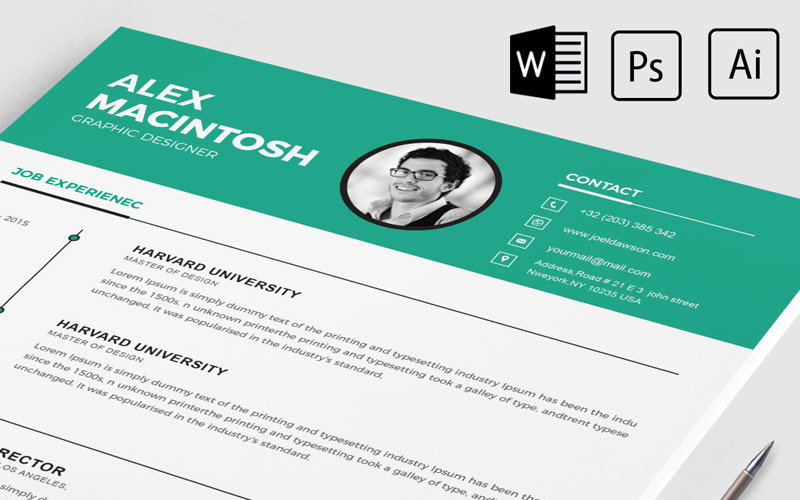 Download Резюме "Alex Macintosh Resume Template" / Alex Macintosh Resume Template - Резюме на тему графика 2 page a4 clean cv design elegant resume female feminine infographic letter minimalist modern portfolio professional indesign minimal pages
