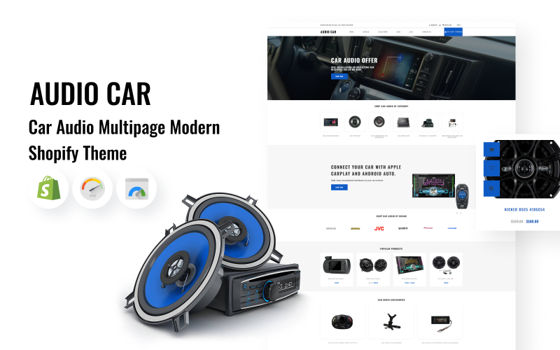 Audio Car - Bilstereo Flersidigt modernt Shopify-tema