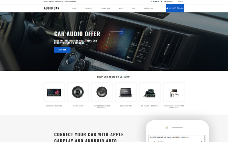 автомобильная аудиосистема многостраничная современная тема shopify