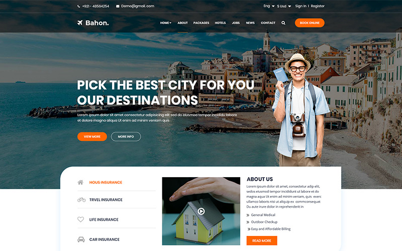 Bahon - PSD шаблон туристического агентства
