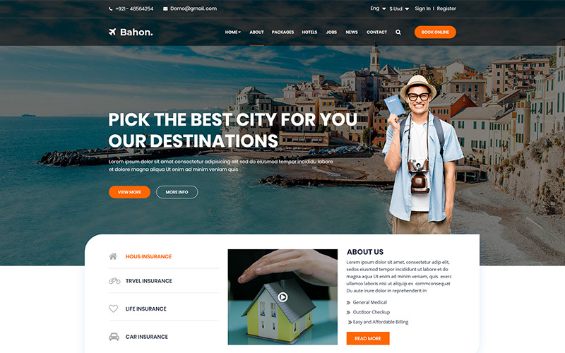 Download PSD шаблон "Bahon - Travel Agency PSD Template" / Bahon - Travel Agency PSD Template - PSD шаблон на тему отели booking destination guide holiday tourism agency tours travel blog review wordpress trip vacation