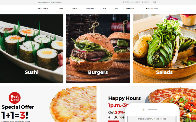 Comer hora - Tema Food Store Clean Shopify