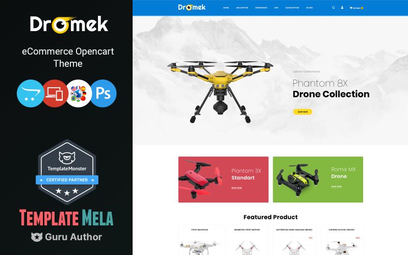 Dromek - Шаблон OpenCart для магазину безпілотних камер