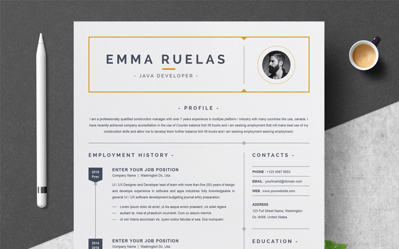 Download Резюме "Emma Resume Template" / Emma Resume Template - Резюме на тему графика 01. multi page resume main (source) files. 02. 4 file formats (ms word docx photoshop psd illustrator eps iwork apple