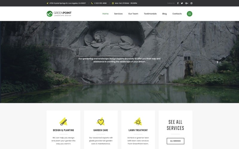 GREENPOINT - Plantilla de página de destino de Bootstrap HTML creativo de diseño de paisaje