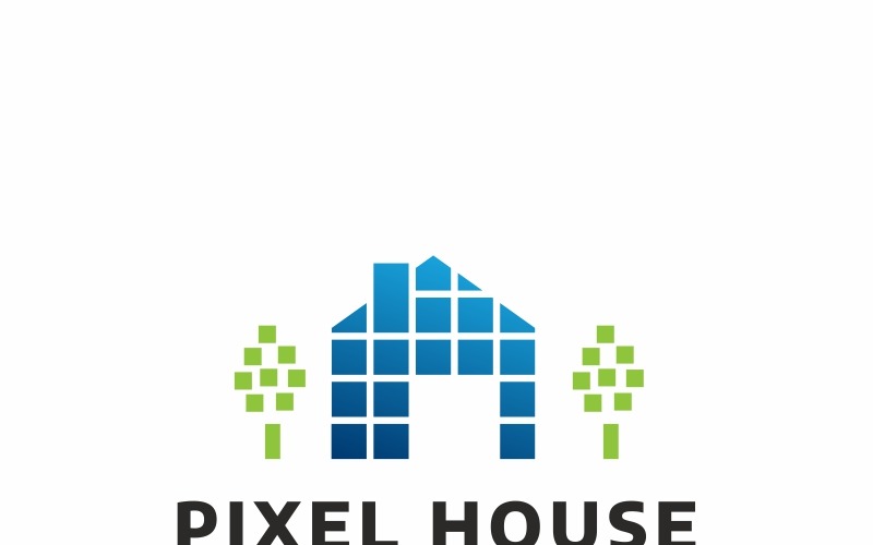 Download Шаблон логотипа "House Pixel Logo Template" / House Pixel Logo Template - Шаблон логотипа на тему графика branding business carpet company decorate decorative floor furnishing furniture glass home product house household layer living mosaic paint painting pixel