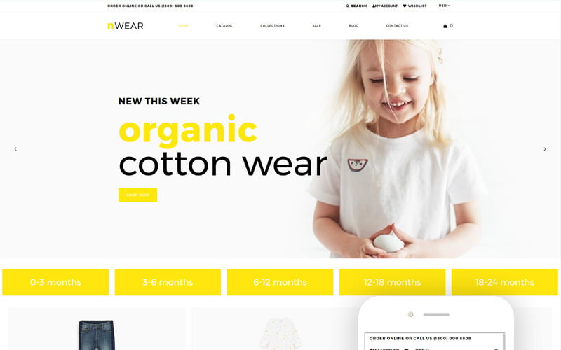 nWear - Thème Shopify Clean Multipage Mode et vêtements pour enfants