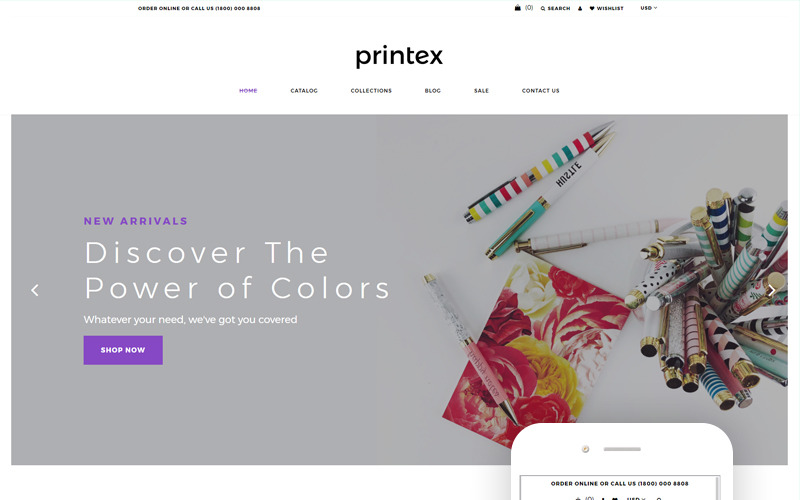 Printex - Многостраничная современная тема для полиграфии Shopify