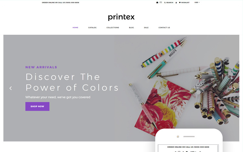 Printex - wielostronicowy nowoczesny motyw Shopify dla drukarni