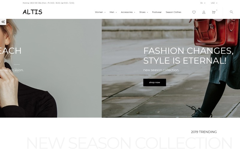 Altis - Tema PrestaShop per ecommerce Bootstrap pulito per negozio di moda