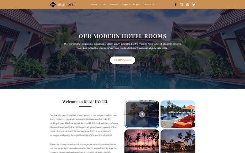 BEAU HOTEL | Hotel And Resort PSD Template