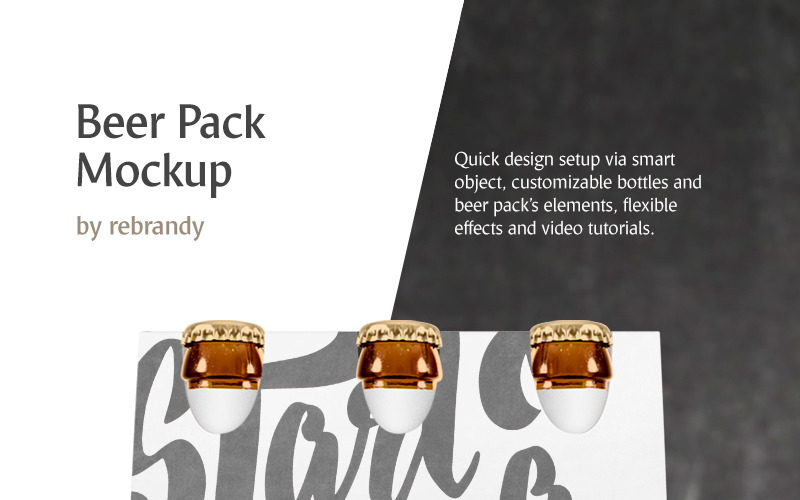 Download Мокап для продукта "Beer Pack product mockup" / Beer Pack product mockup - Мокап для продукта на тему графика mockup beer bottle pack box packaging psd download alchohol alcohol crate case paper cardboard beverage drink ale package label cap