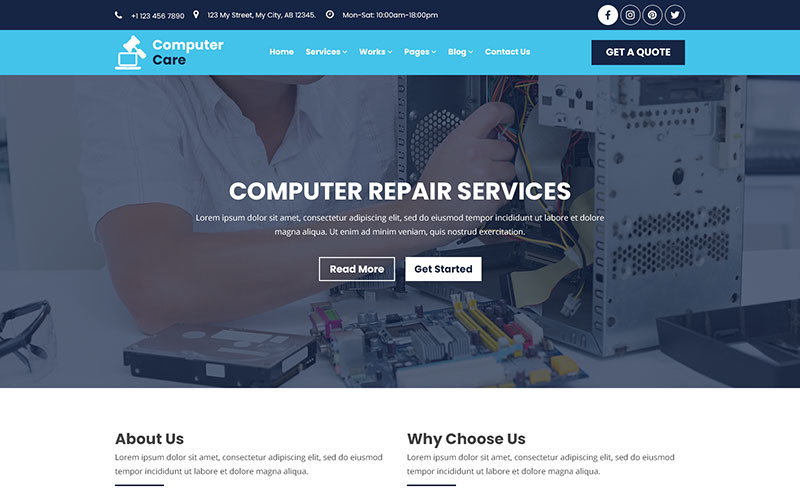 Download Computer Care Mobile And Computer Repair Psd Template 79243 PSD Mockup Templates