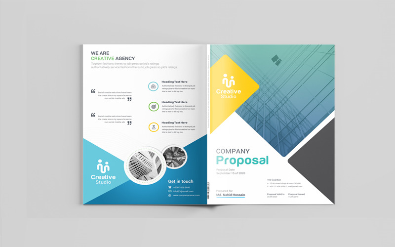 Download Фирменный стиль "Creative Proposal - Corporate Identity Template" / Creative Proposal - Corporate Identity Template - Фирменный стиль на тему графика acceptance agreement blue brief business clean colours contract corporate creative customisable document estimate form graphic introduction layout project proposal quotation