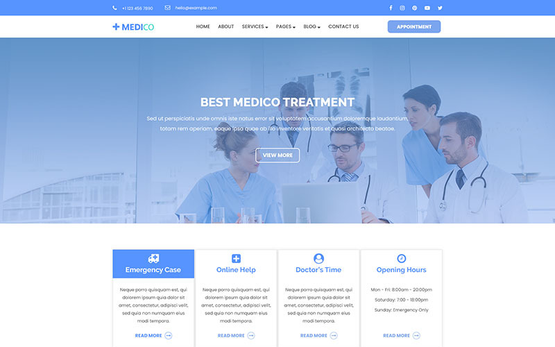 Download PSD шаблон "Medico | Health, Medical, Clinic & Hospital PSD Template" / Medico | Health, Medical, Clinic & Hospital PSD Template - Адаптивный PSD шаблон на тему психолог clinic dentist doctor health health-blog health-care hospital medical medicine patient pharmaceutical wellness medico counseling orthopedic surgeon dental veterinary therapist psychologist