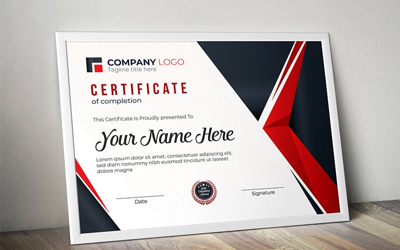 Professional Completion Award Certificate Template