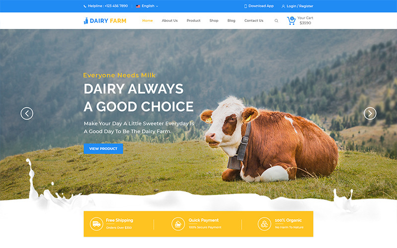 Vícestránková PSD šablona Milkman Dairy Farm