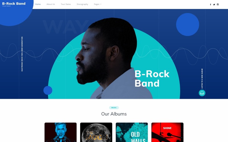 B-Rock Band - Muziekband Multipage Creatieve HTML-websitesjabloon