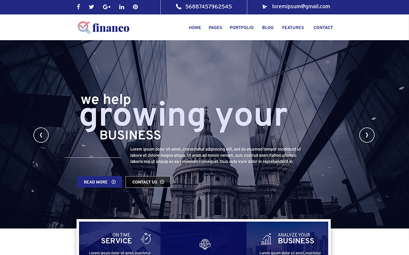 Download PSD шаблон "Financo-Business PSD Template" / Financo-Business PSD Template - Адаптивный PSD шаблон на тему бизнес услуги business website agency corporate company shop creative consultation modern elegant multipurpose portfolio ecommerce finance blog services template theme psd photoshop