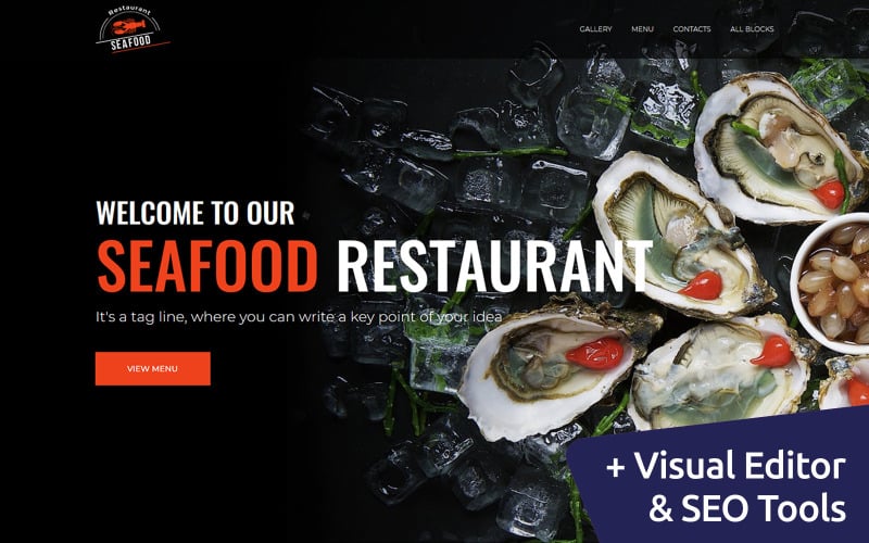 Fisk och skaldjur - mall för restaurangmålsida