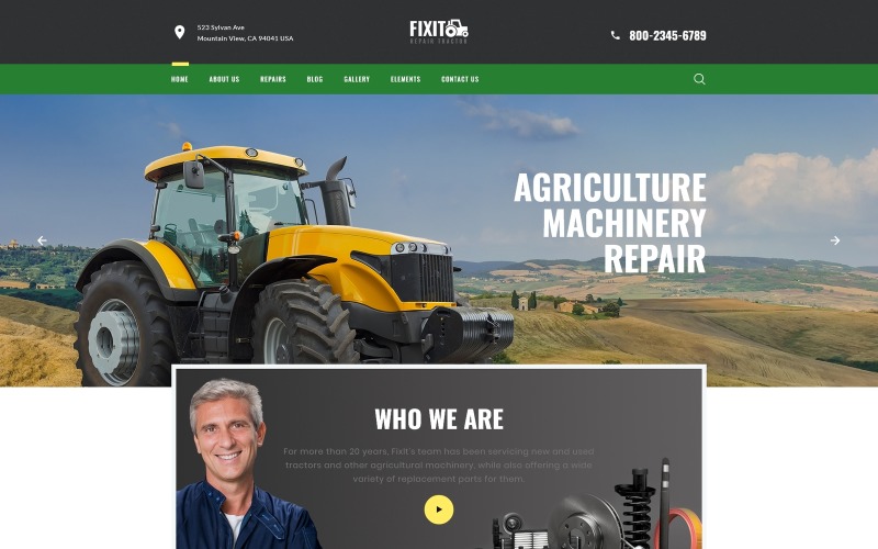 FIXIT - Wielostronicowy klasyczny szablon HTML do naprawy traktorów