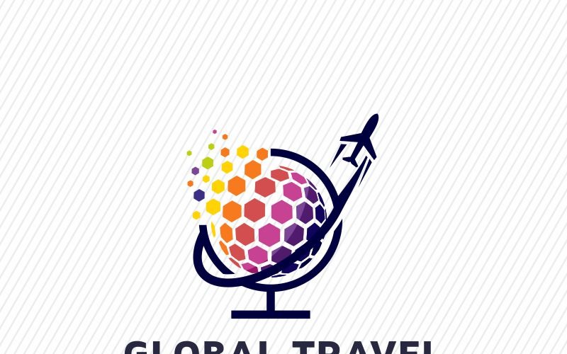 Download Шаблон логотипа "Global Travel Logo Template" / Global Travel Logo Template - Шаблон логотипа на тему графика ai air airplane aviation beach blue business colorful company eps file getaway happy holiday leisure logo plane sea summer template