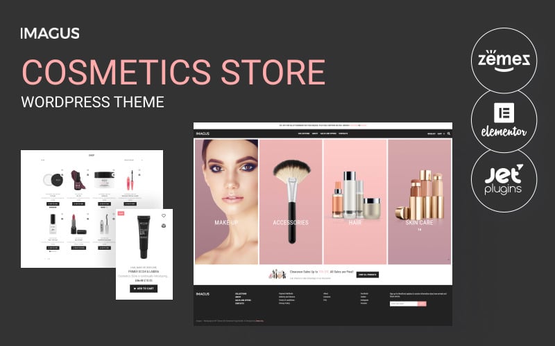 Imagus - Kozmetik Mağazası, Güzellik Merkezi Elementor WordPress Teması