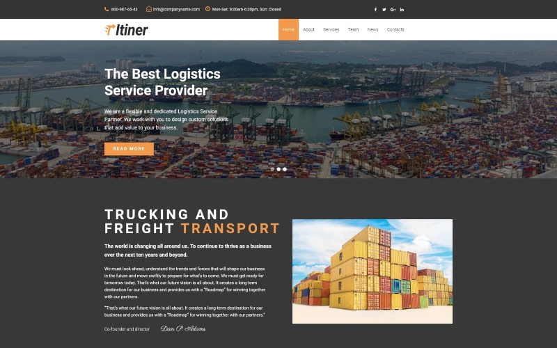 Itiner - Transport Multifunctioneel minimaal WordPress Elementor-thema