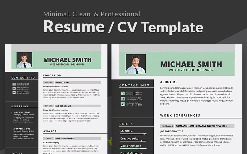 Download Резюме "Michael Smith Resume Template" / Michael Smith Resume Template - Резюме на тему графика a4 blue bright bundle clean cv resume cover letter 3 page classic design job minimalist download layout template word