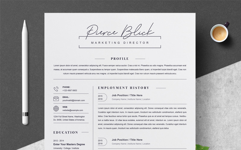 Download Резюме "Price Blick Resume Template" / Price Blick Resume Template - Резюме на тему графика 1 page cv resume 2 3 apple clean cover letter curriculum vitae template illustrator eps mac pages microsoft word minimal