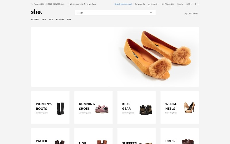Sho. - Modello OpenCart pulito per l'e-commerce del negozio di scarpe