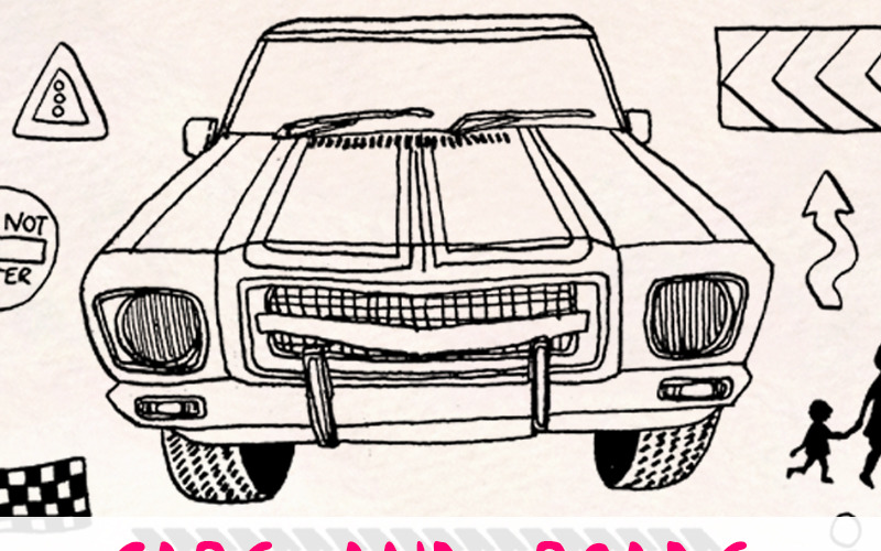 66 Транспорт - Автомобили и дорожные зарисовки - Иллюстрация