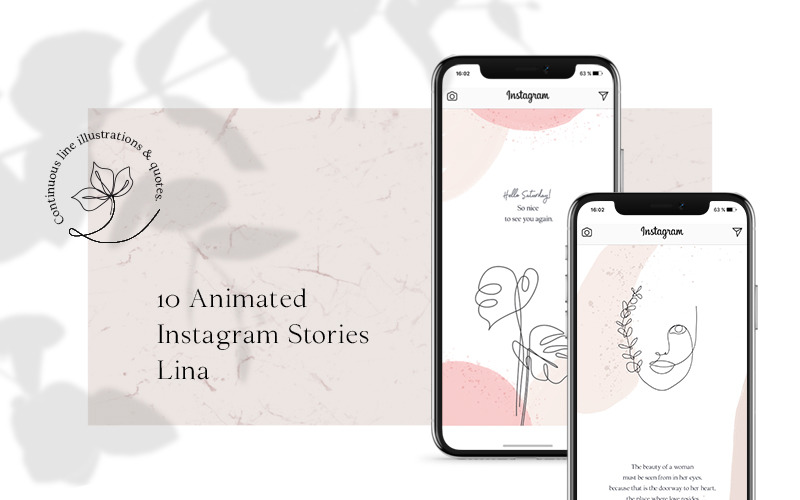 Download Шаблон для соцсетей "ANIMATED Instagram Stories – Lina Social Media Template" / ANIMATED Instagram Stories – Lina Social Media Template - Шаблон для соцсетей на тему графика animated animation video story stories one line continuous watercolor flower floral quote template beauty minimalist minimalism mp4 lifestyle wedding organic
