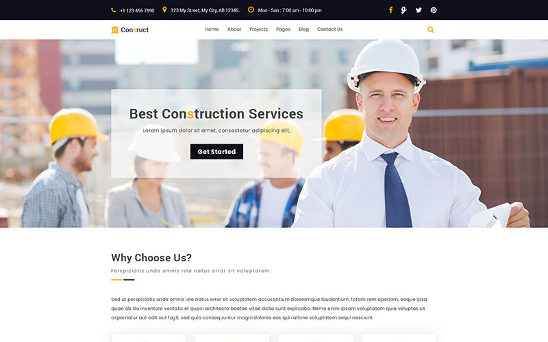 Download PSD шаблон "Construct | Construction PSD Template" / Construct | Construction PSD Template - Адаптивный PSD шаблон на тему домашний ремонт agency architect architecture builder building construction constructor contractor decor handyman home house interior-design landscape-design project single-property housing industry business