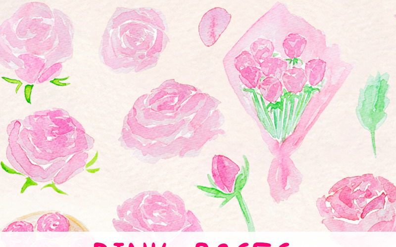 Download Иллюстрация "31 Feminine Pink Rose - Illustration" / 31 Feminine Pink Rose - Illustration - Иллюстрация на тему графика watercolour watercolor painting blog graphics clip art commercial use rose roses pink pastel feminine girly