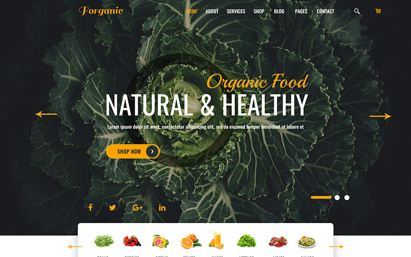 Download PSD шаблон "Forganic PSD Template" / Forganic PSD Template - PSD шаблон на тему сельское хозяйство organic psd food fruits vegetables template bootstrap fresh green