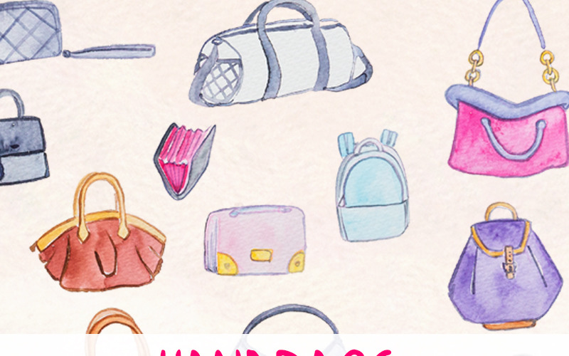 Download Иллюстрация "32 Handbags and Purses - Illustration" / 32 Handbags and Purses - Illustration - Иллюстрация на тему графика watercolour watercolor painting blog graphics clip art commercial use handbag handbags womens purse wallet